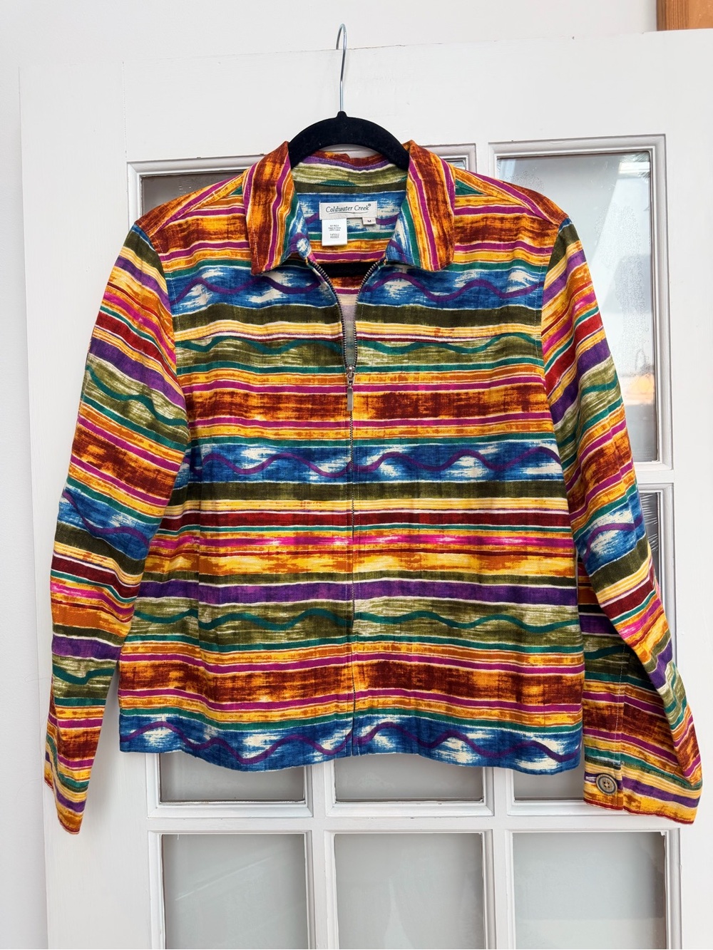 Coldwater Creek Southwestern Boho Aztec Western Watercolor Jacket Size M